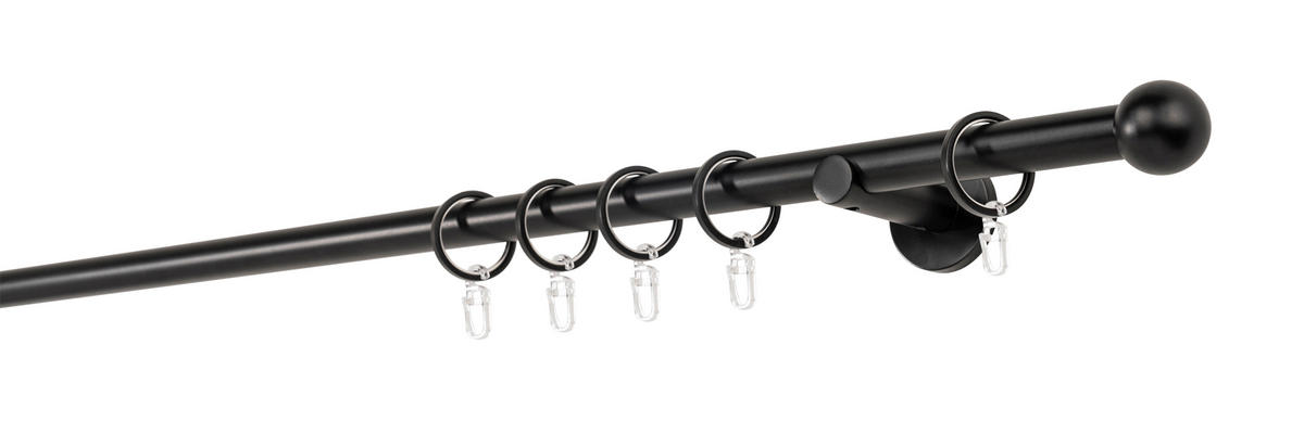 VORHANGSTANGENSET  290 cm  - Schwarz, Basics, Metall (290cm)