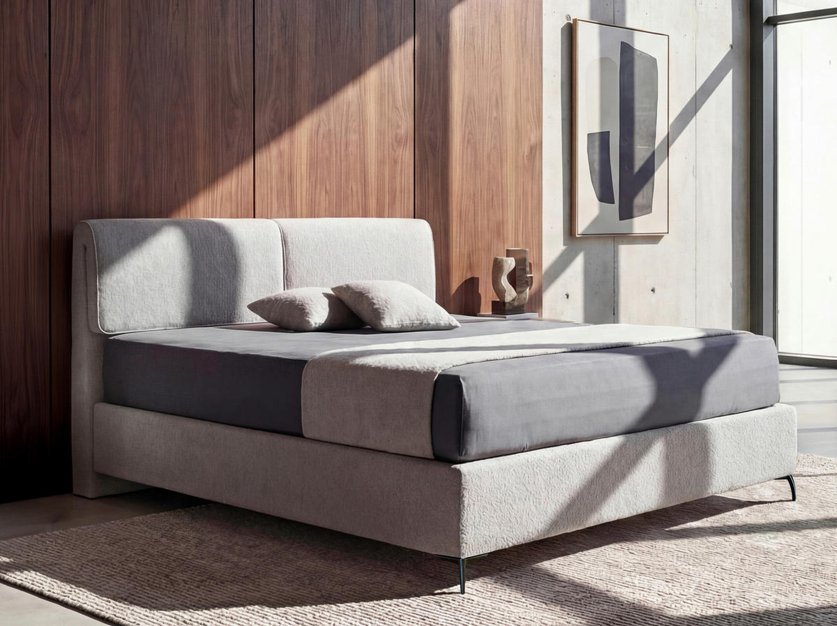 BOXSPRINGBETT 180/200 cm,  in Naturfarben, H2 + H3 = mittel + fest  - Schwarz/Naturfarben, Design, Textil/Metall (180/200cm) - hülsta