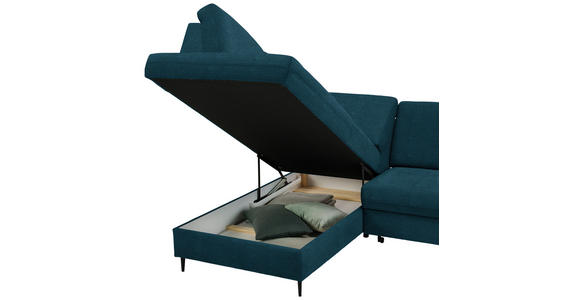 ECKSOFA in Chenille Petrol  - Petrol/Schwarz, MODERN, Holz/Textil (184/241cm) - Carryhome