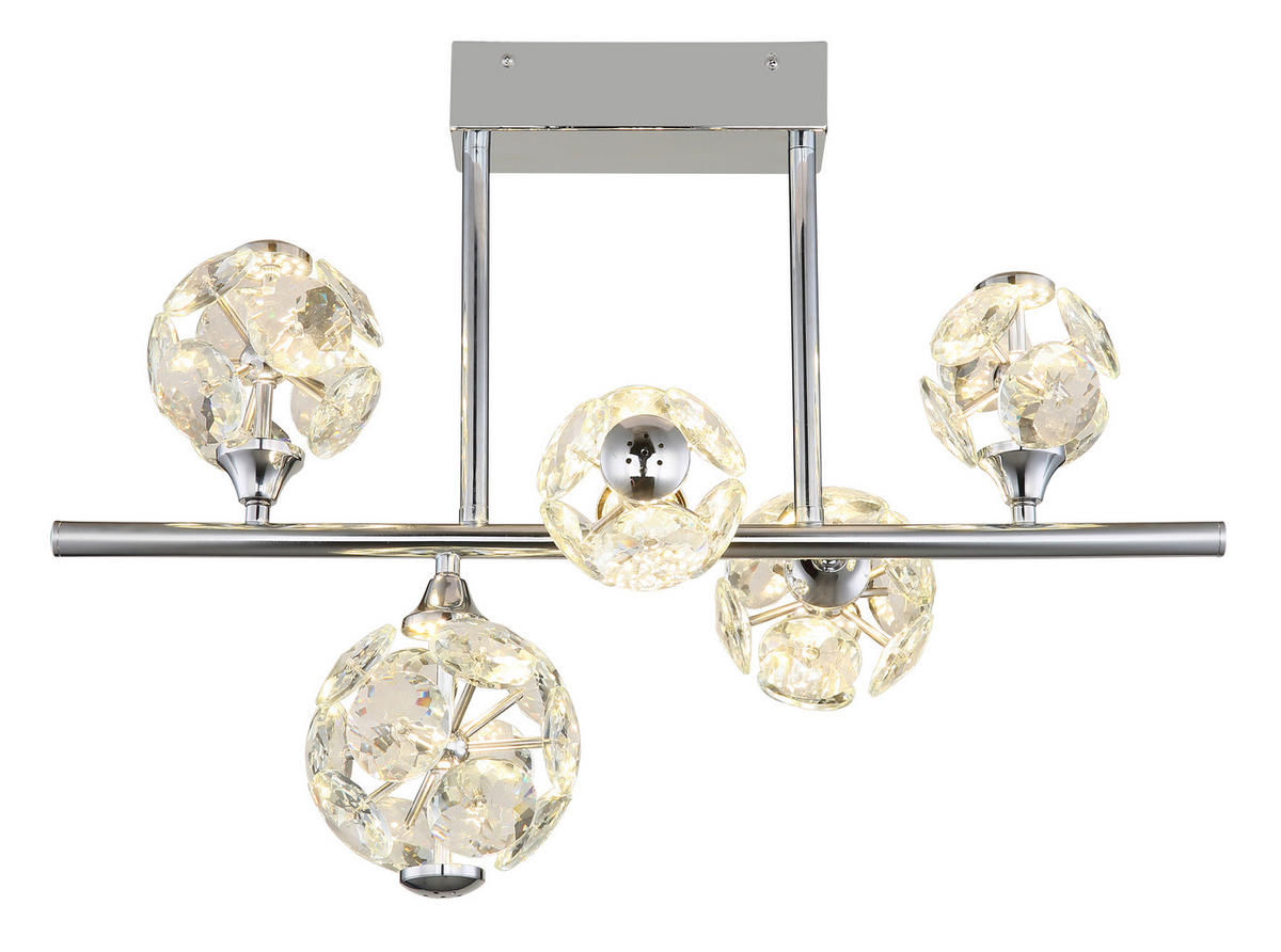 STROPNA LED-SVETILKA  VIRINA //3000 K/230 V/ - barve kroma/prozorno, Konvencionalno, kovina/steklo (61/30/46cm) - Globo