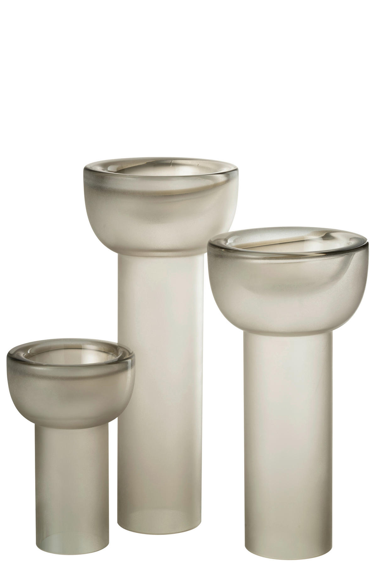 VASE  - Greige, Natur, Glas (16/16/38cm) - Ambia Home