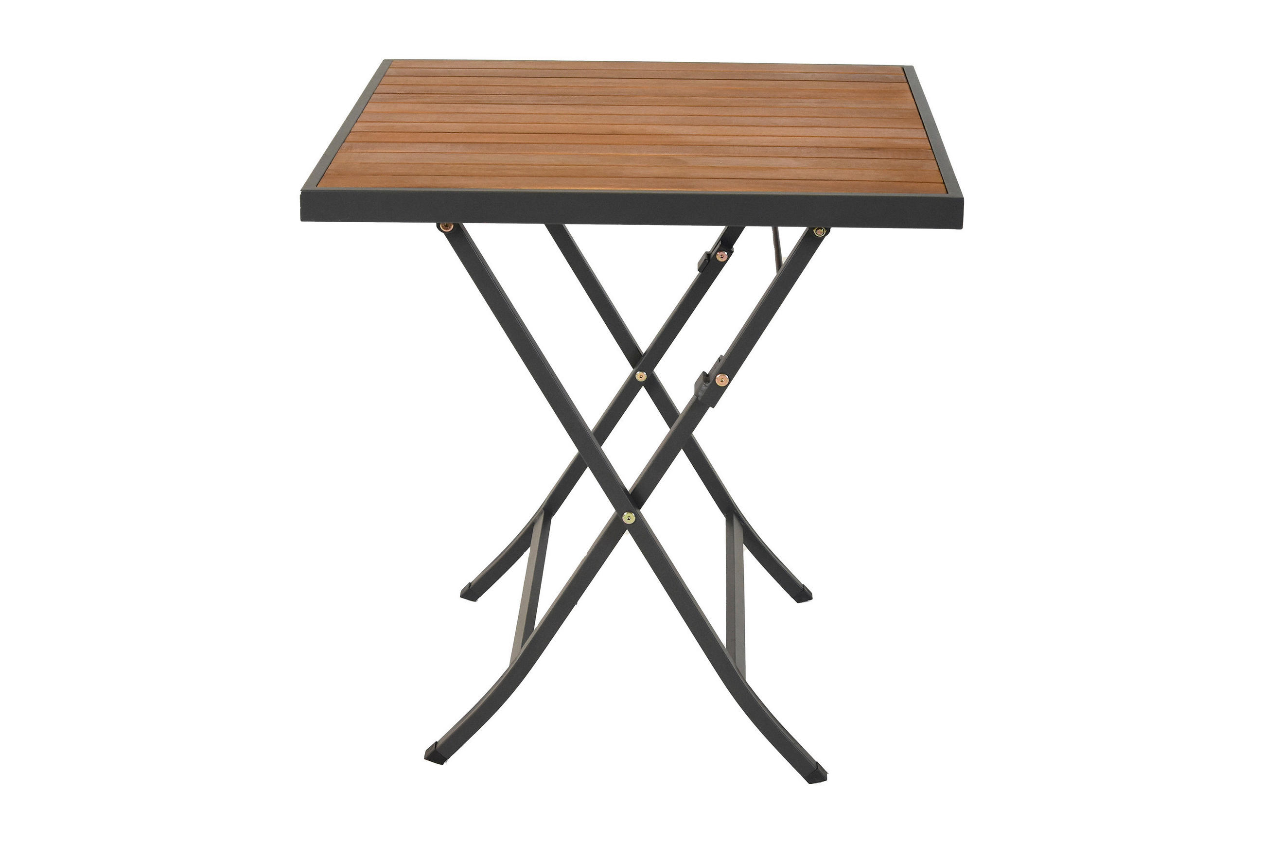 GARTENKLAPPTISCH 70/70/73 cm Holz, Metall quadratisch  - Graphitfarben/Akaziefarben, KONVENTIONELL, Holz/Metall (70/70/73cm) - Gardenson