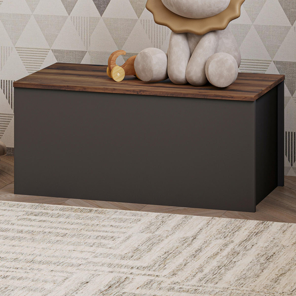 TRUHE - Eichefarben/Anthrazit, Design, Holz (45/45,5/90cm) - Livetastic