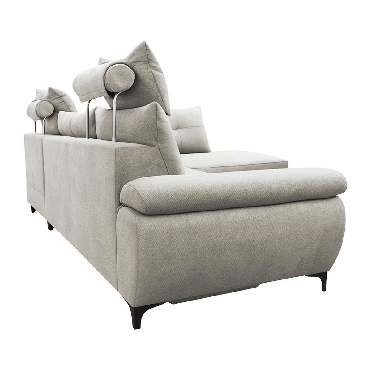 ECKSOFA SOLEI Grau Chenille Zierkissen, Bettkasten, Kopfstütze  - Schwarz/Grau, Design, Kunststoff/Textil (265/203cm) - MID.YOU