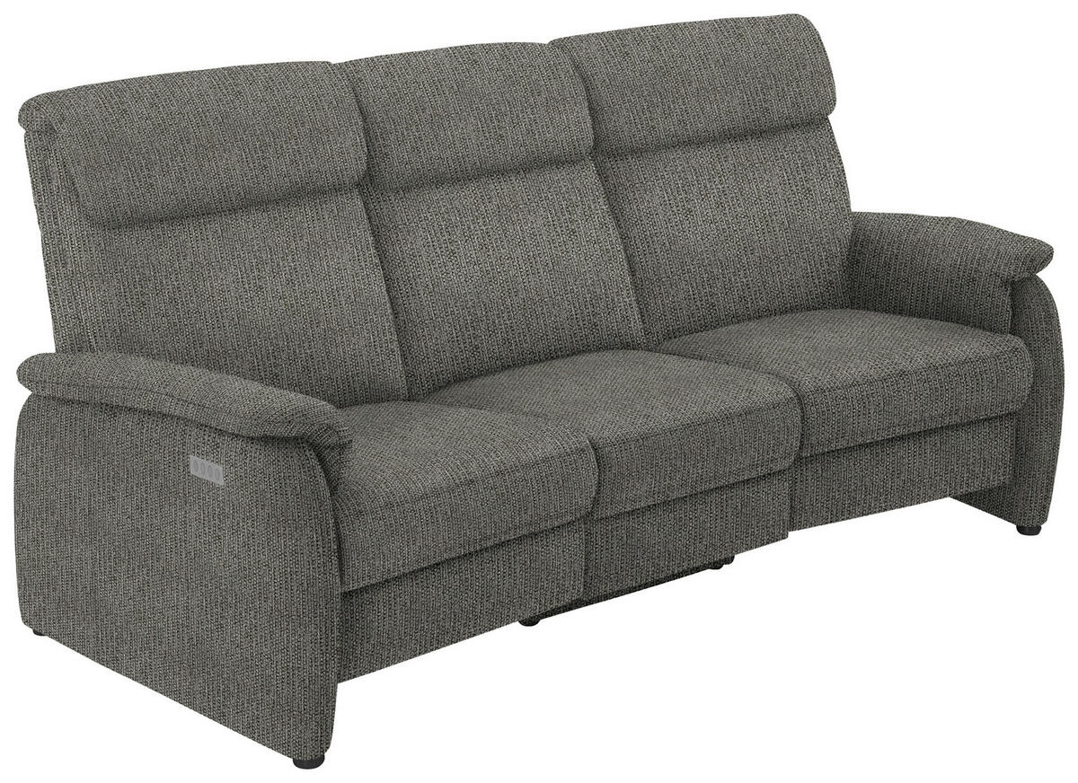 TRAPEZSOFA in Flachgewebe Graubraun  - Graubraun/Schwarz, KONVENTIONELL, Textil/Metall (219/107/97cm) - Pure Home Comfort