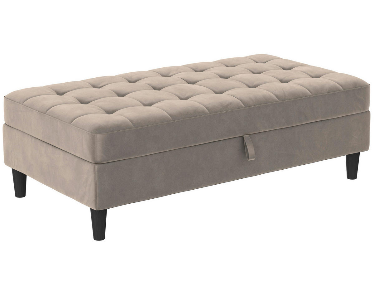 HOCKER in Textil Taupe  - Taupe/Schwarz, Basics, Kunststoff/Textil (130/43/69cm) - Livetastic