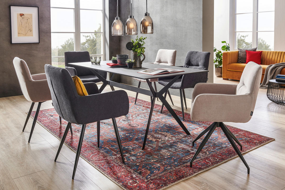 ŽIDLE S PODRUČKAMI, tkaná látka, antracitová - antracitová, Konvenční, kov/textil (58/89/63cm) - Hom`in