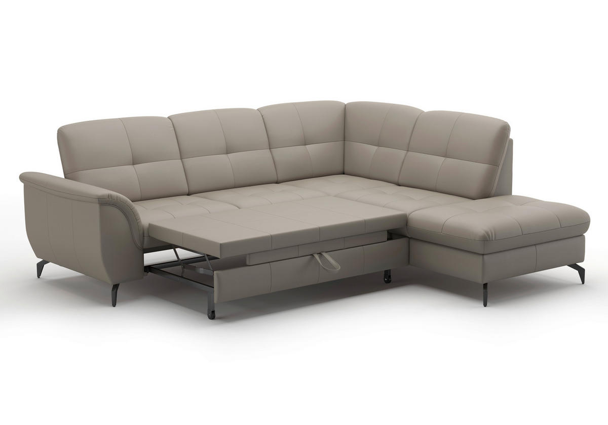 ECKSOFA ZORA E Grau Echtleder  - Schwarz/Grau, MODERN, Leder/Metall (244/212cm) - Sit & More