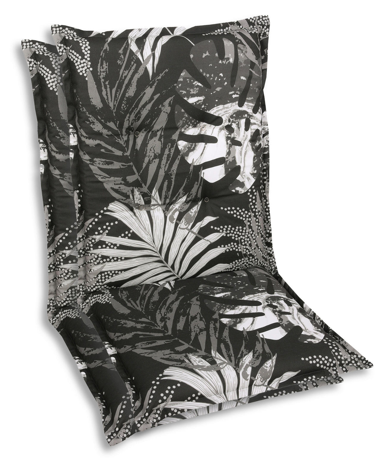 SESSELAUFLAGENSET Blätter  - Schwarz/Weiß, Basics, Textil (50/7/110cm)