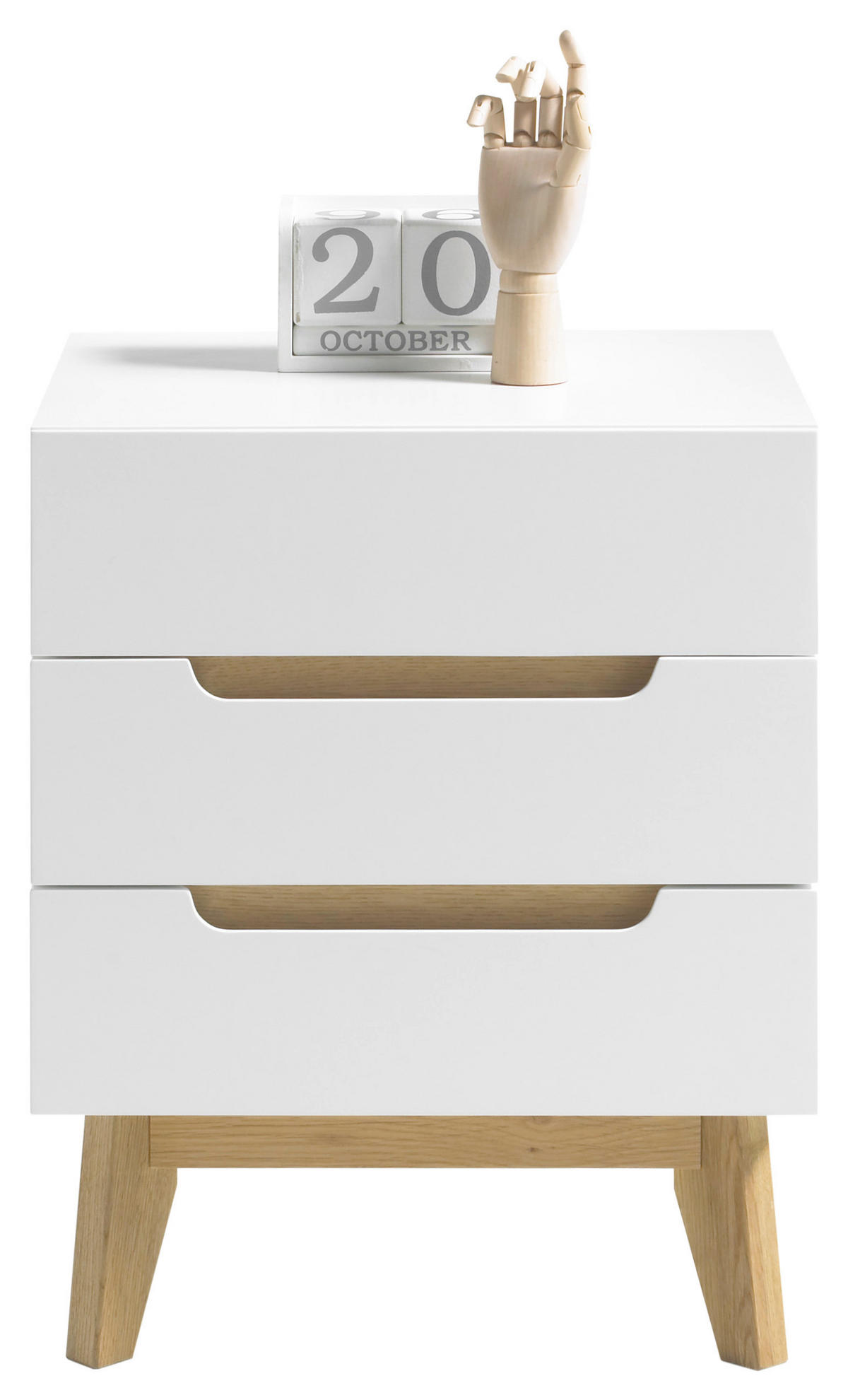 NACHTSCHRANK 48/60/40 cm Asteiche  - Eichefarben/Weiß, Design, Holz/Holzwerkstoff (48/60/40cm)