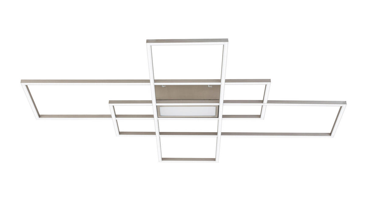 LED MENNYEZETI LÁMPA - nikkelszínű, Design, műanyag/fém (100/75/7,5cm) - Novel