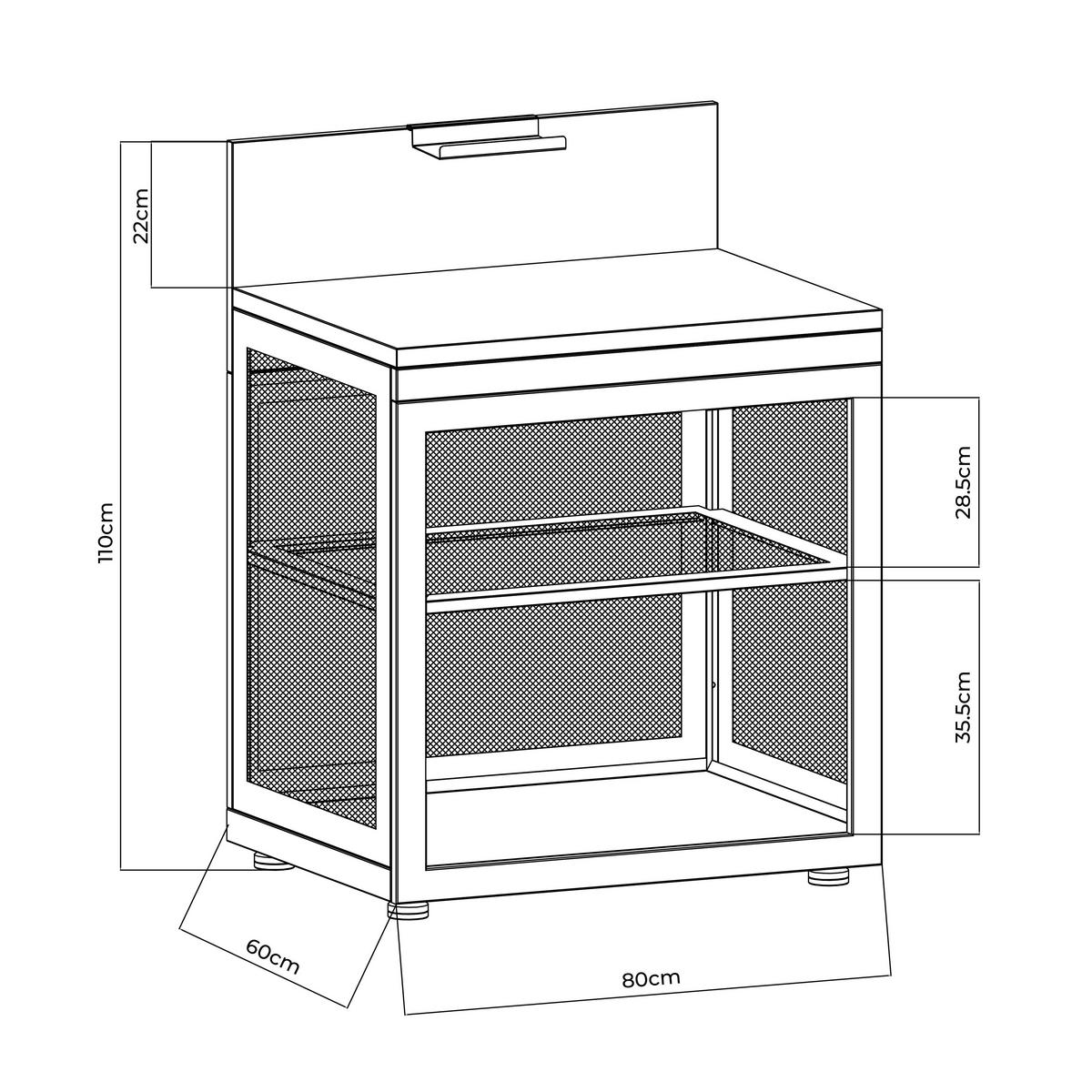 SPOD. SKRINKA DO VONK. KUCHYN  - antracitová, Basics, kov (80/110/60cm) - Gardenson