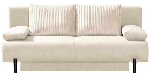 SCHLAFSOFA Webstoff Naturfarben - Schwarz/Naturfarben, KONVENTIONELL, Textil/Metall (197/88/89cm) - Novel