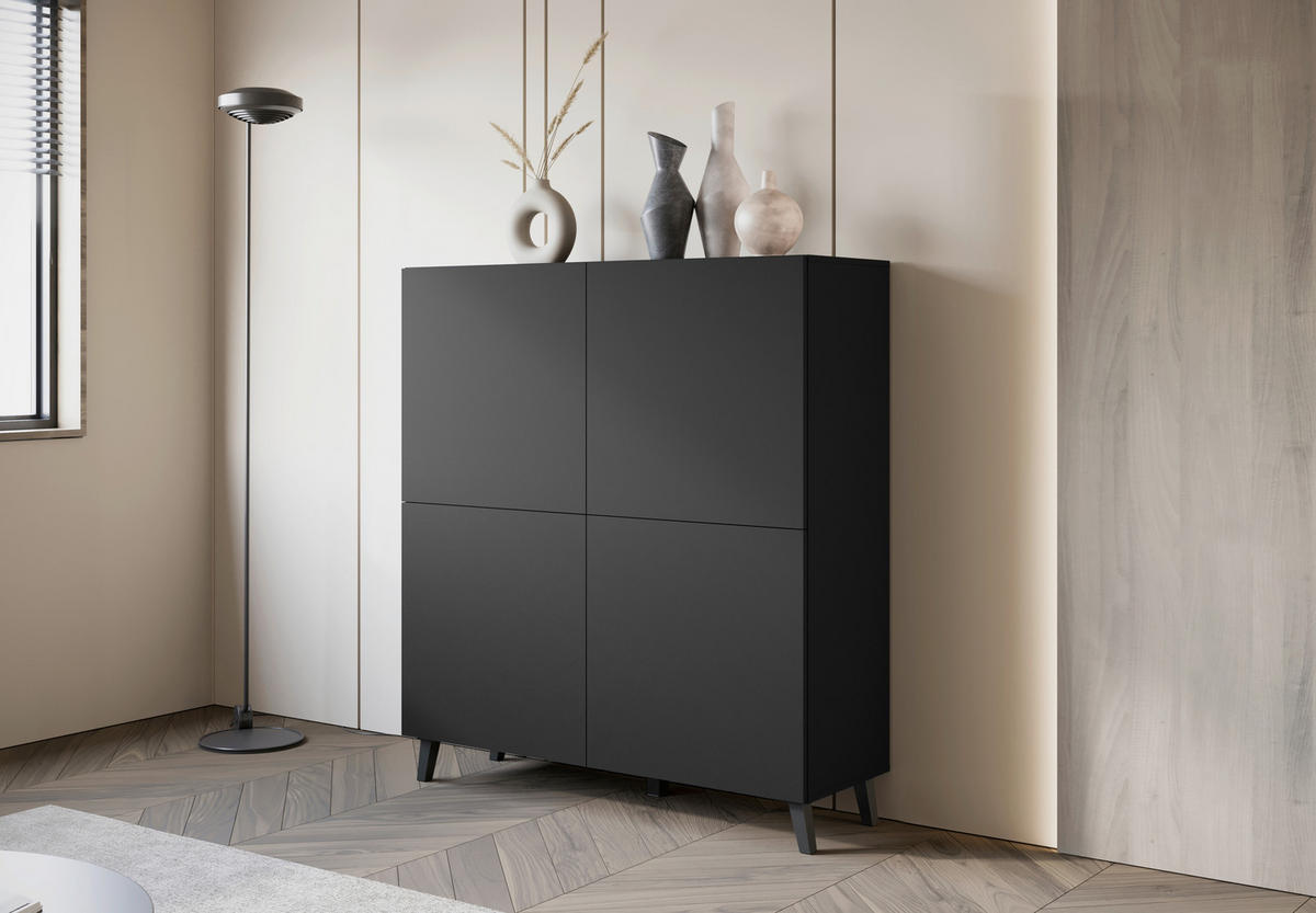 HIGHBOARD  in 120/128/39 cm  - Schwarz, Design, Holzwerkstoff/Kunststoff (120/128/39cm) - Livetastic