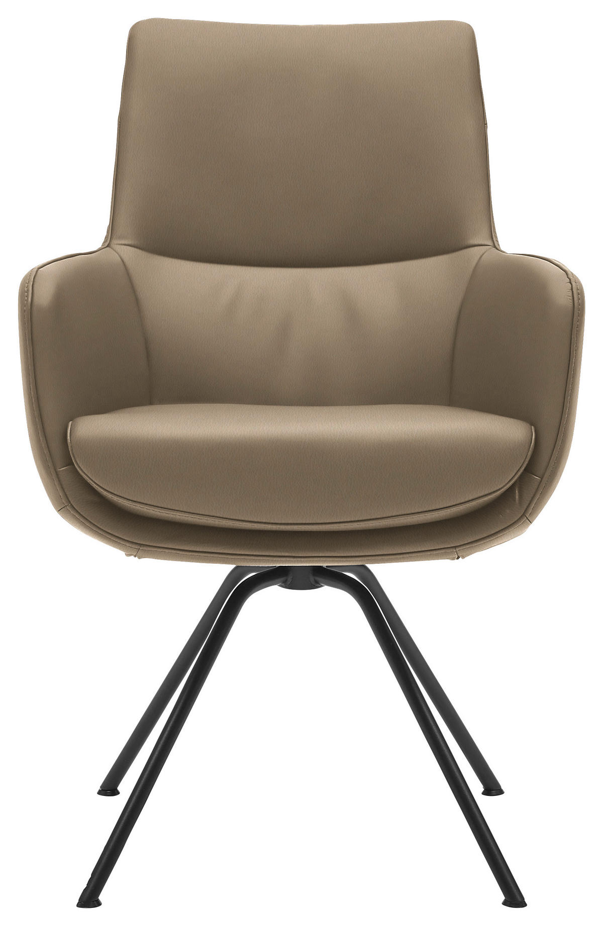 ARMLEHNSTUHL  in Stahl Echtleder  - Schwarz/Cappuccino, Design, Leder/Metall (60/90/61cm) - Dieter Knoll
