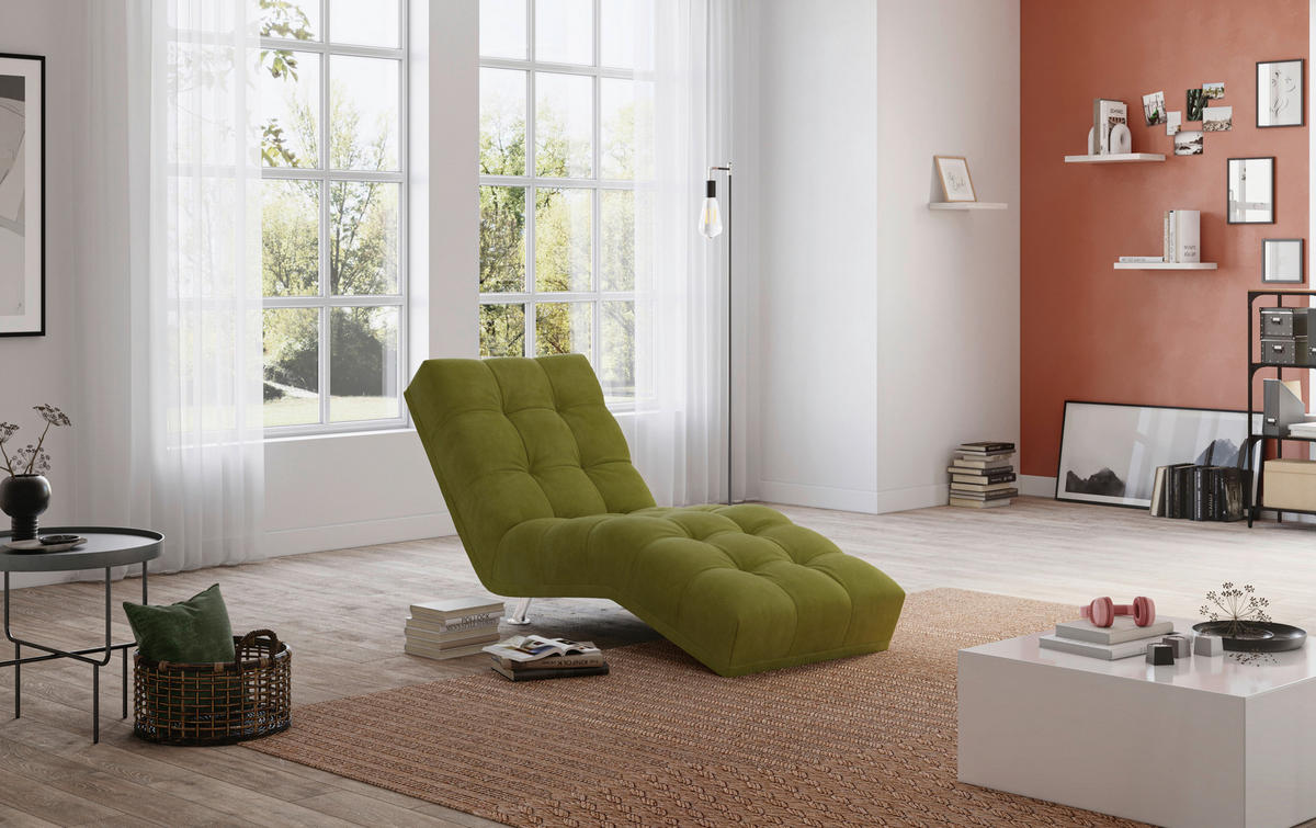 LIEGE ISABELLA Chenille, Flachgewebe Grün  - Chromfarben/Grün, MODERN, Textil/Metall (68/88/164cm) - MID.YOU