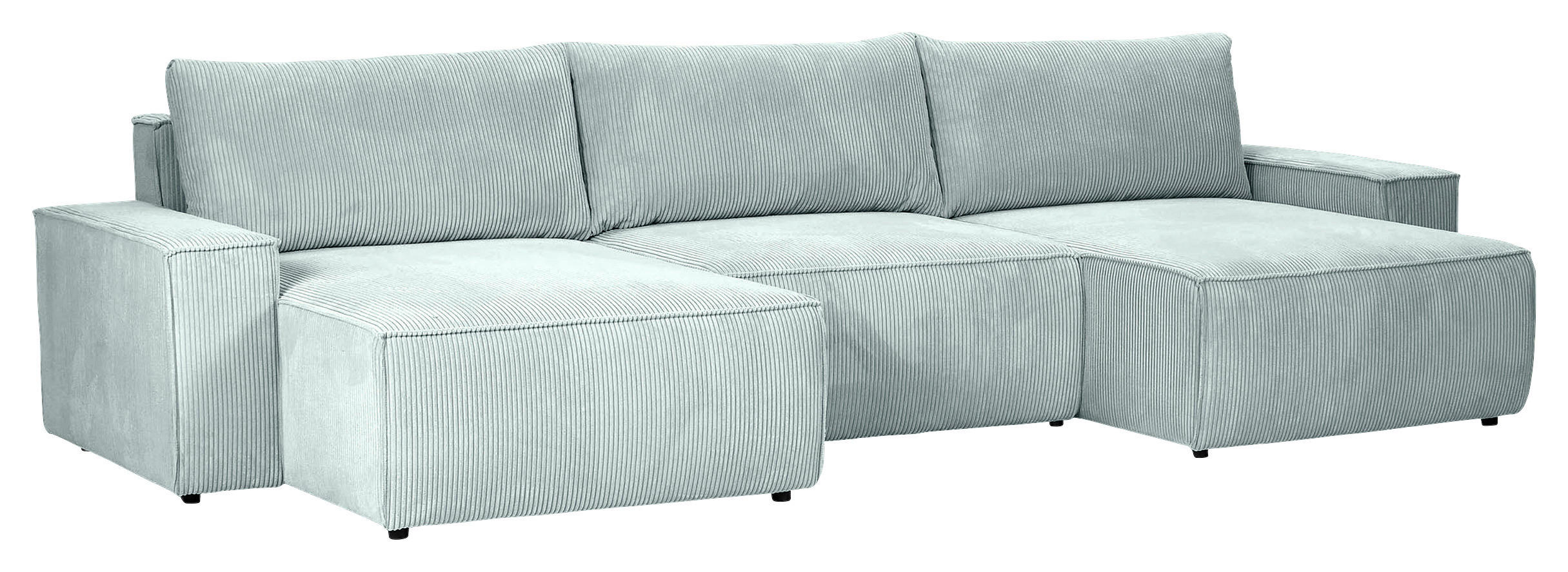 WOHNLANDSCHAFT Mintgrün Cord  - Schwarz/Mintgrün, KONVENTIONELL, Kunststoff/Textil (155/348/155cm) - Carryhome