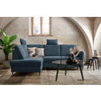 ECKSOFA in Chenille Blau  - Blau/Schwarz, MODERN, Holz/Textil (184/241cm) - Carryhome