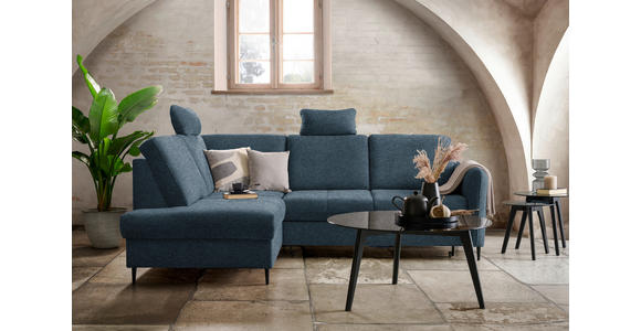 ECKSOFA in Chenille Blau  - Blau/Schwarz, MODERN, Holz/Textil (184/241cm) - Carryhome