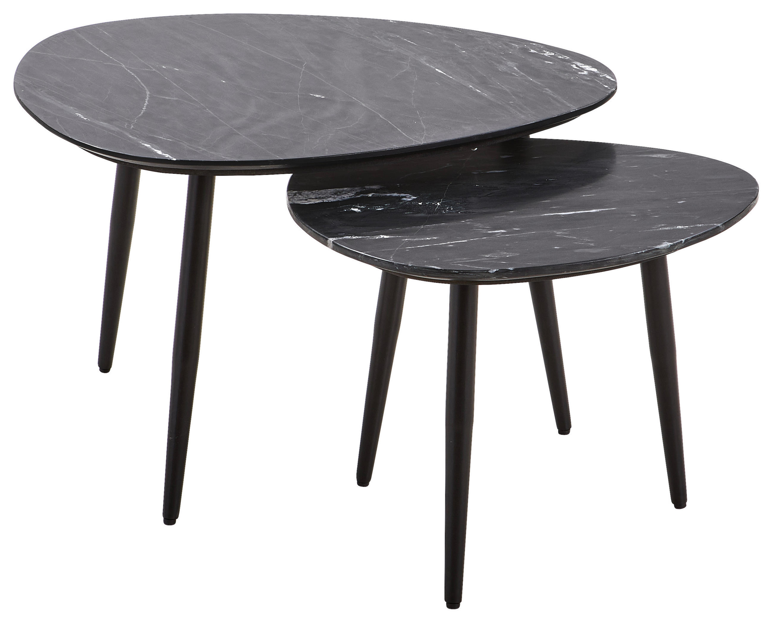 SET KLUB STOLIĆA crna  metal, kamen  - crna, Trend, kamen/metal (74/54/68/52/45/41cm) - Carryhome