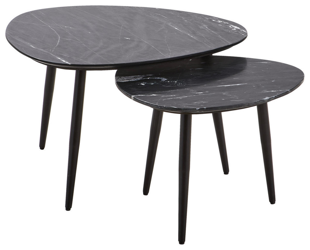 SET KLUB STOLIĆA crna  metal, kamen  - crna, Trend, kamen/metal (74/54/68/52/45/41cm) - Carryhome