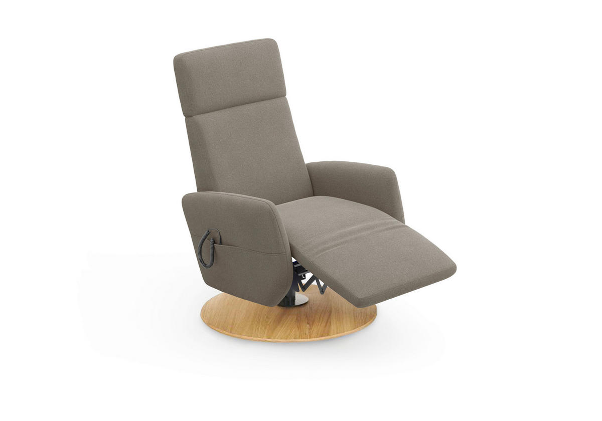 RELAXSESSEL Flachgewebe Aufstehhilfe    - Schlammfarben/Eichefarben, KONVENTIONELL, Holz/Textil (71/110/82cm) - Sit & More
