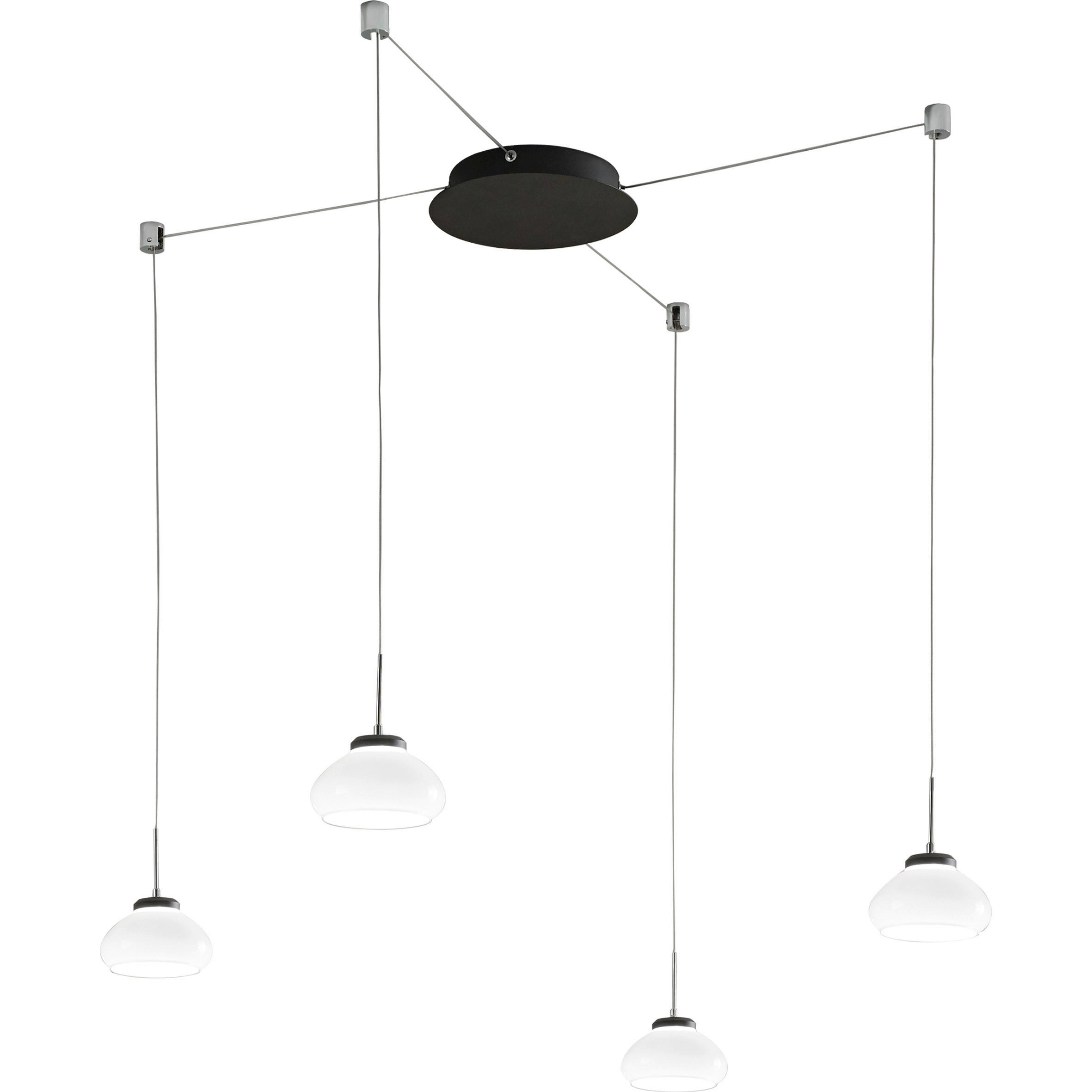 LED-PENDELLEUCHTE Arabella 350/65 cm   - Schwarz/Weiß, Design, Glas/Metall (350/65cm) - Fabas Luce