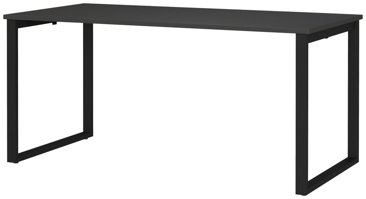 SCHREIBTISCH 160/80/75 cm, Graphitfarben, Schwarz, in verschiedenen Holz-Dekoren erhältlich, justierbare Füße  - Graphitfarben/Schwarz, MODERN, Holzwerkstoff/Metall (160/80/75cm) - Novel