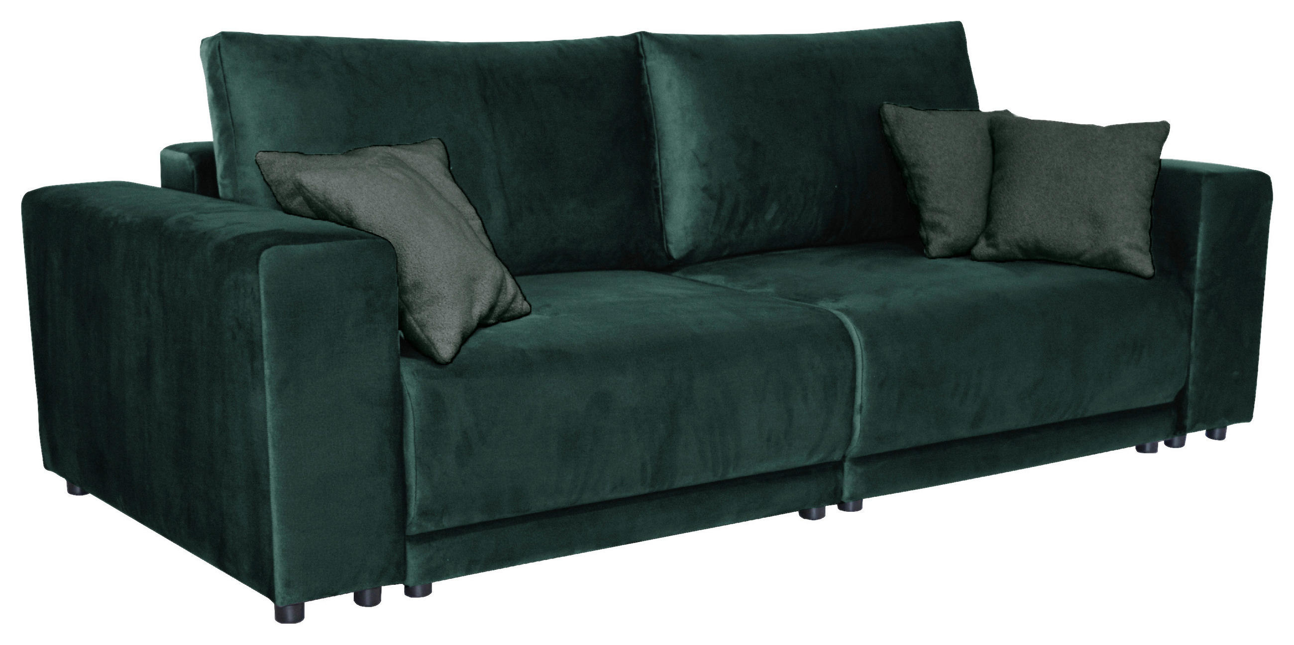 BIGSOFA Velours Grün  - Schwarz/Grün, Design, Kunststoff/Textil (256/88/120cm) - home24