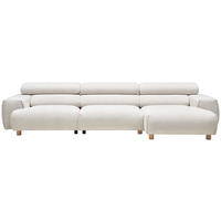 ECKSOFA Velours Weiss  - Weiss/Buchefarben, Design, Holz/Textil (329/150cm) - Lomoco
