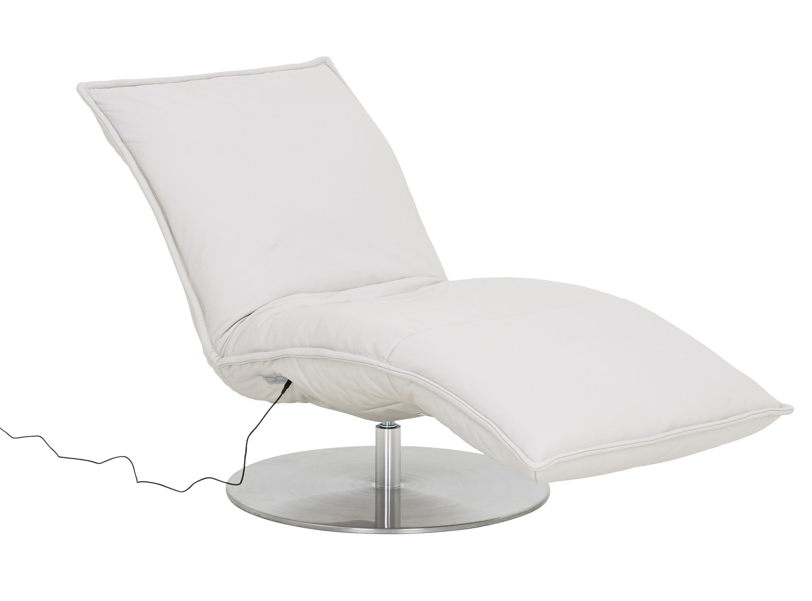 RELAXLIEGE  in Echtleder Creme  - Edelstahlfarben/Creme, Design, Leder/Metall (70/99/137cm) - Koinor
