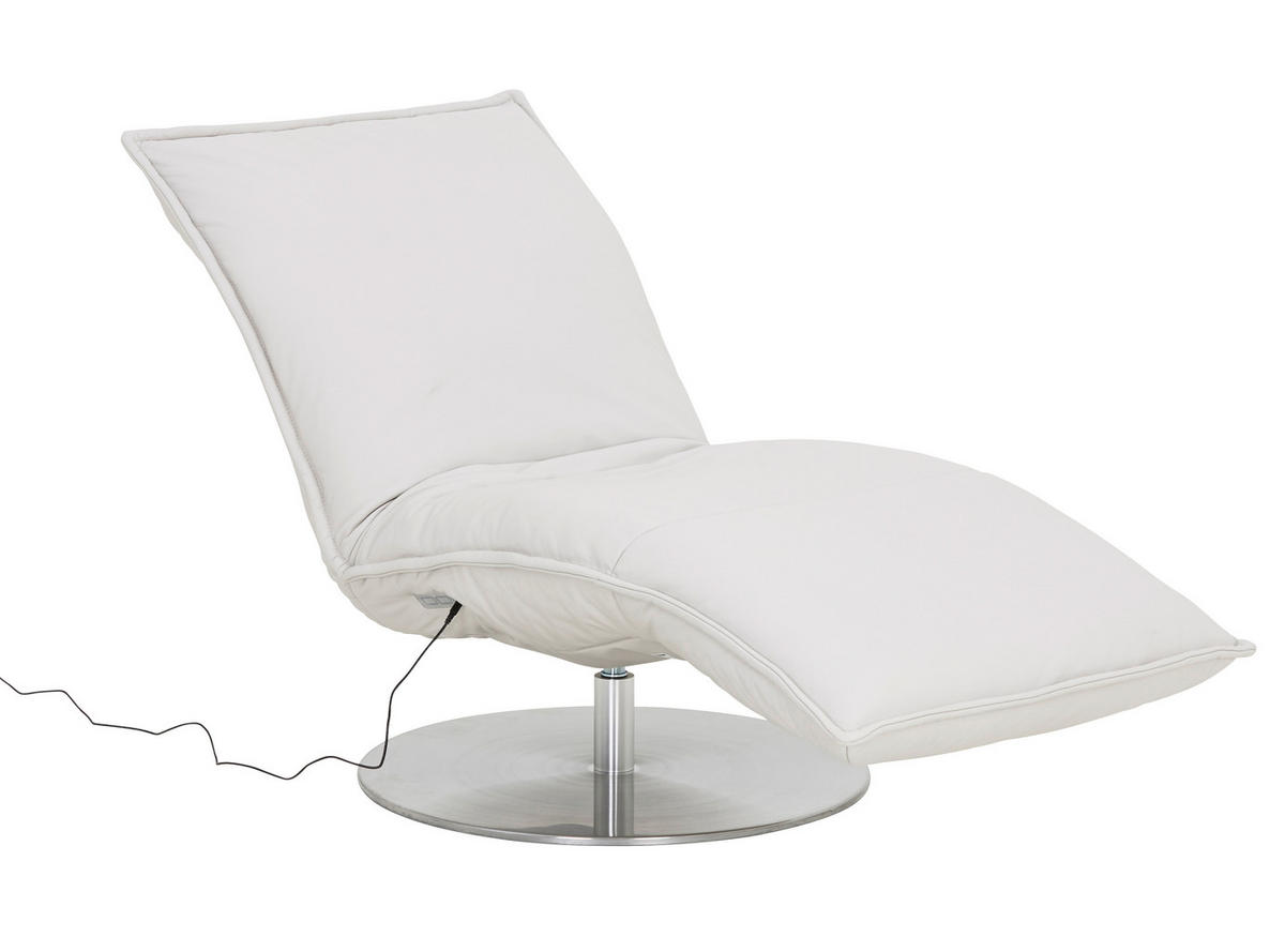 RELAXLIEGE  in Echtleder Creme  - Edelstahlfarben/Creme, Design, Leder/Metall (70/99/137cm) - Koinor