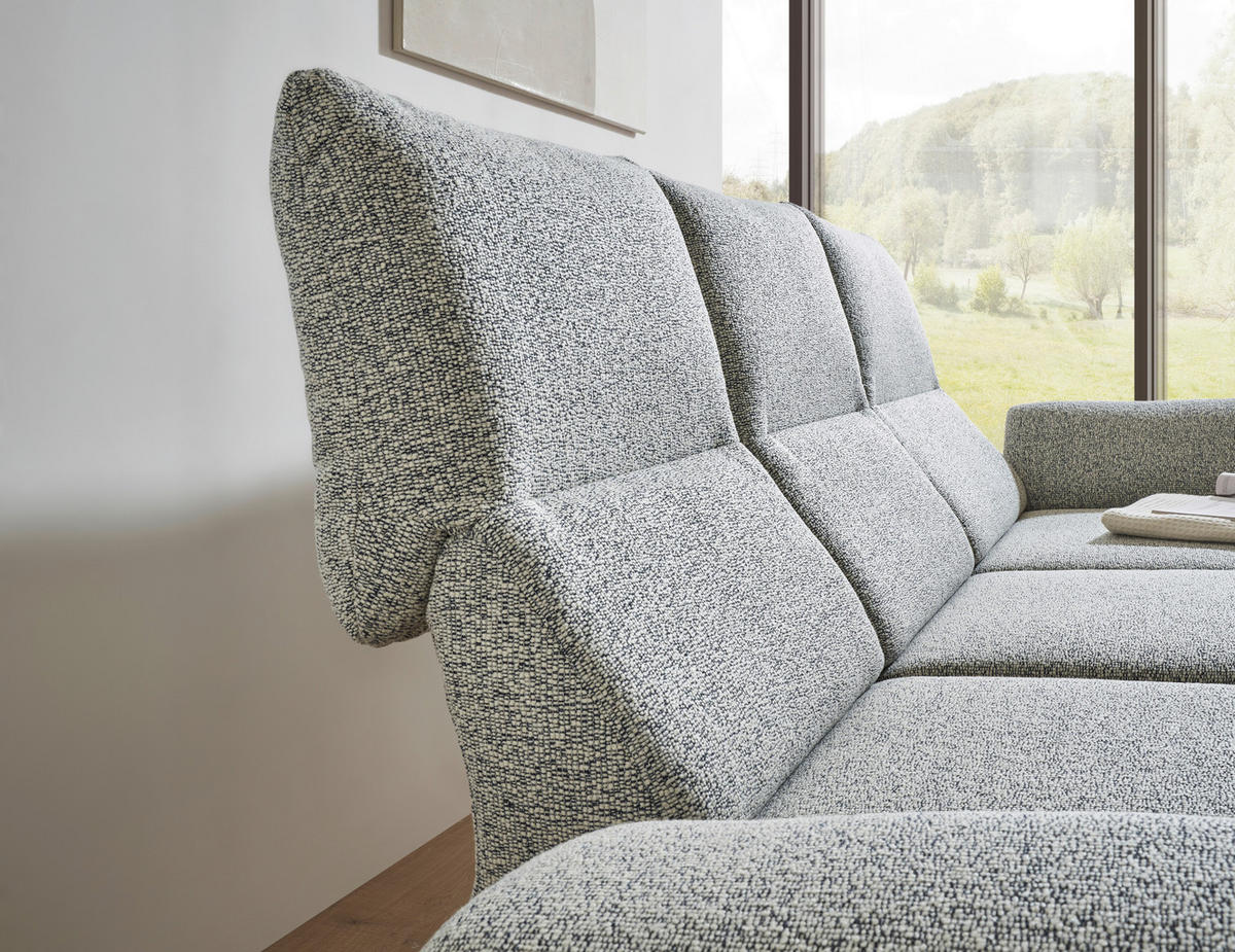 ECKSOFA in Flachgewebe Blaugrau  - Blaugrau/Schwarz, Design, Textil/Metall (255-365/175-224cm) - Dieter Knoll