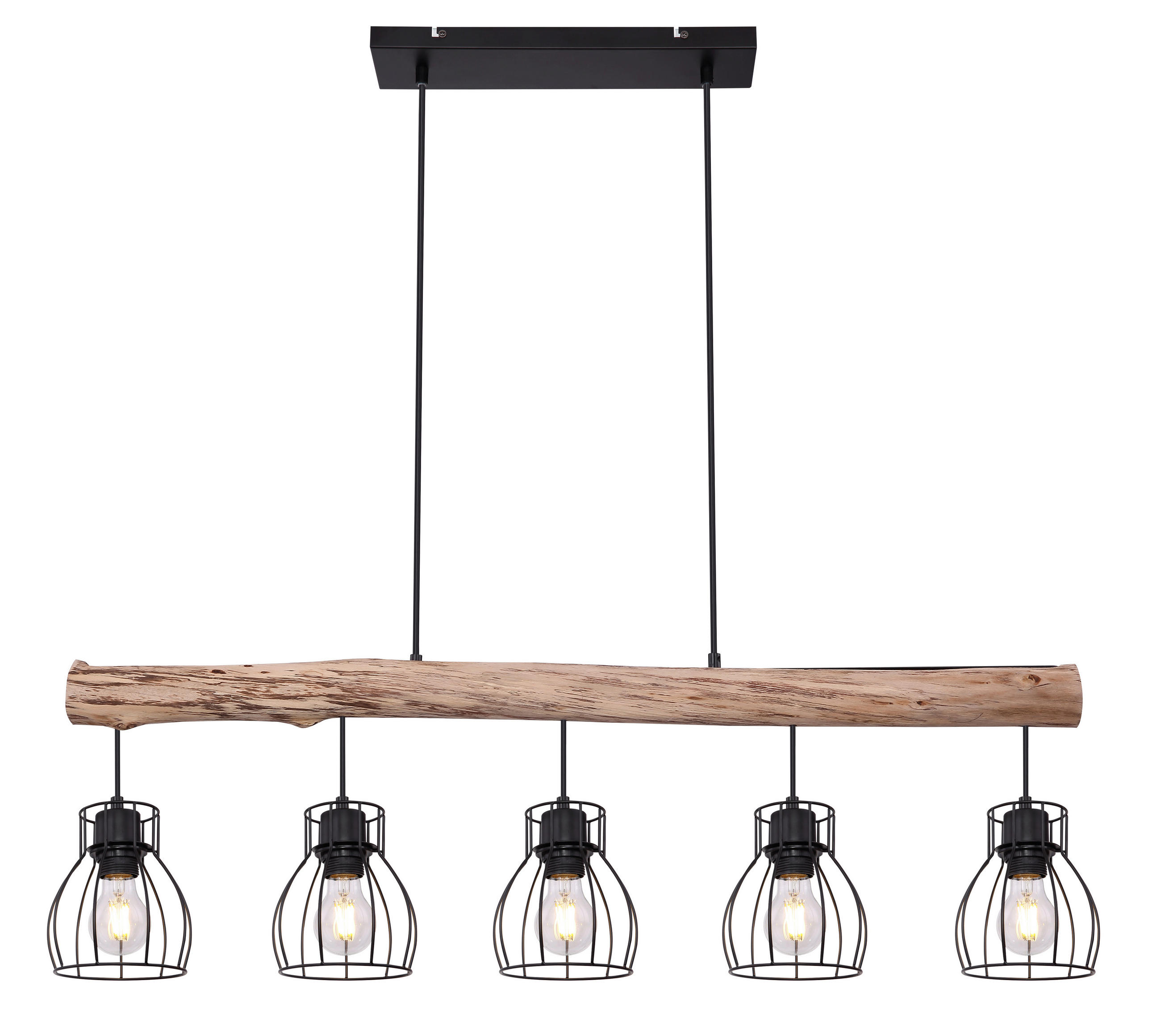 HÄNGELEUCHTE Mina 104/13,6/140 cm   - Schwarz/Naturfarben, Basics, Holz/Metall (104/13,6/140cm) - Novel