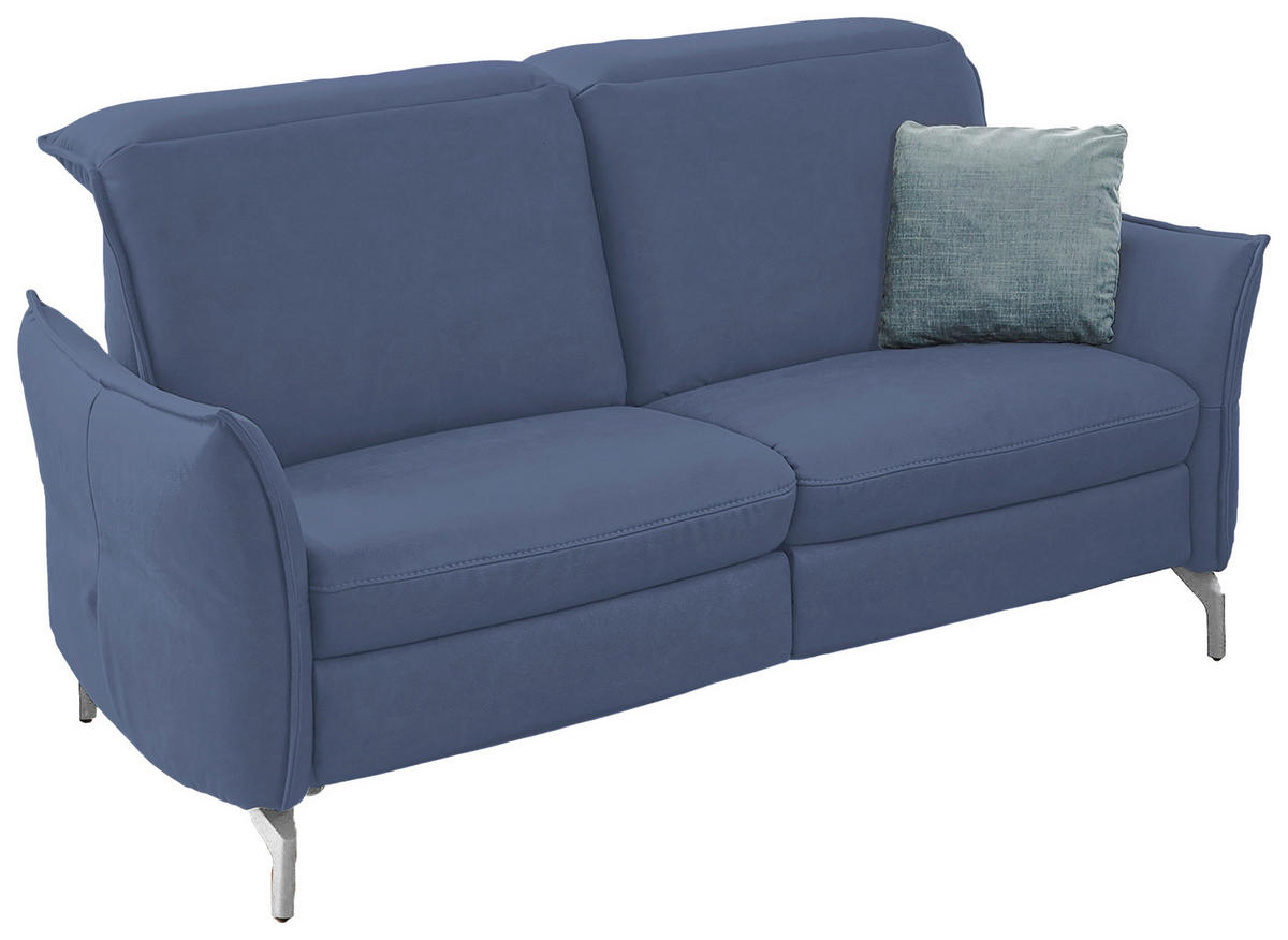 2-SITZER-SOFA in Lederlook (vegan) Blau, Grau  - Blau/Grau, Modern, Textil/Metall (154/89/109cm) - Livetastic