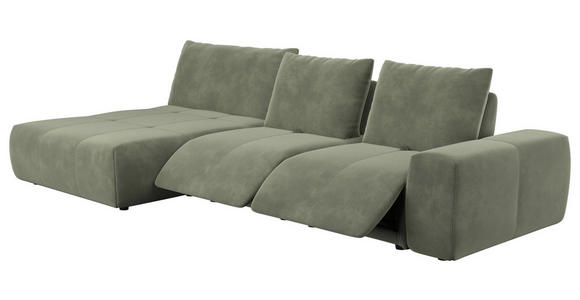 ECKSOFA in Velours Olivgrün  - Schwarz/Olivgrün, Design, Kunststoff/Textil (174/342cm) - Xora