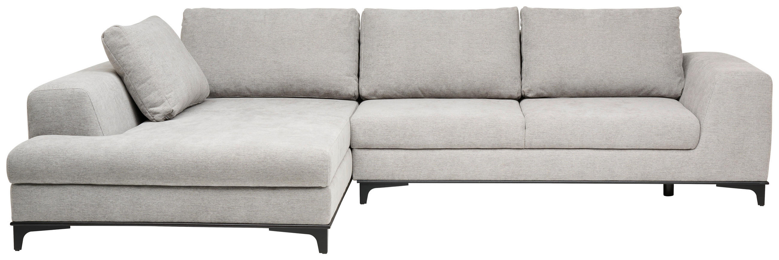 ECKSOFA in Webstoff Grau  - Schwarz/Grau, Design, Textil/Metall (211/314cm) - Stylife