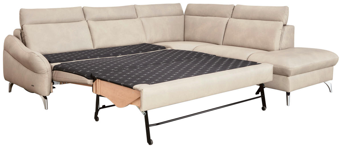 ECKSOFA in Echtleder Creme  - Edelstahlfarben/Creme, Konventionell, Leder/Metall (292/243cm) - Himolla Komfortklass
