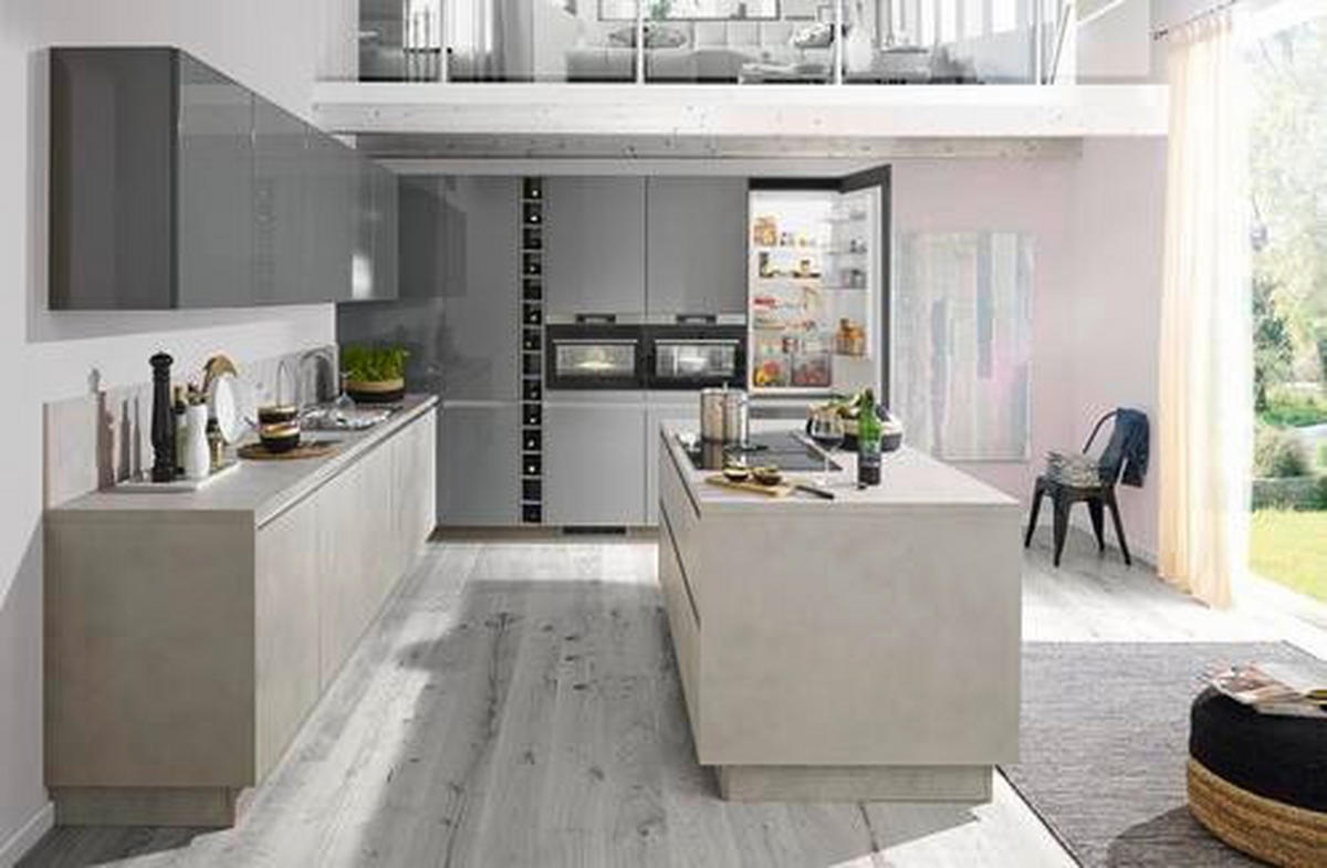 EINBAUKÜCHE   - Grau, Design, Holzwerkstoff/Stein - Dieter Knoll