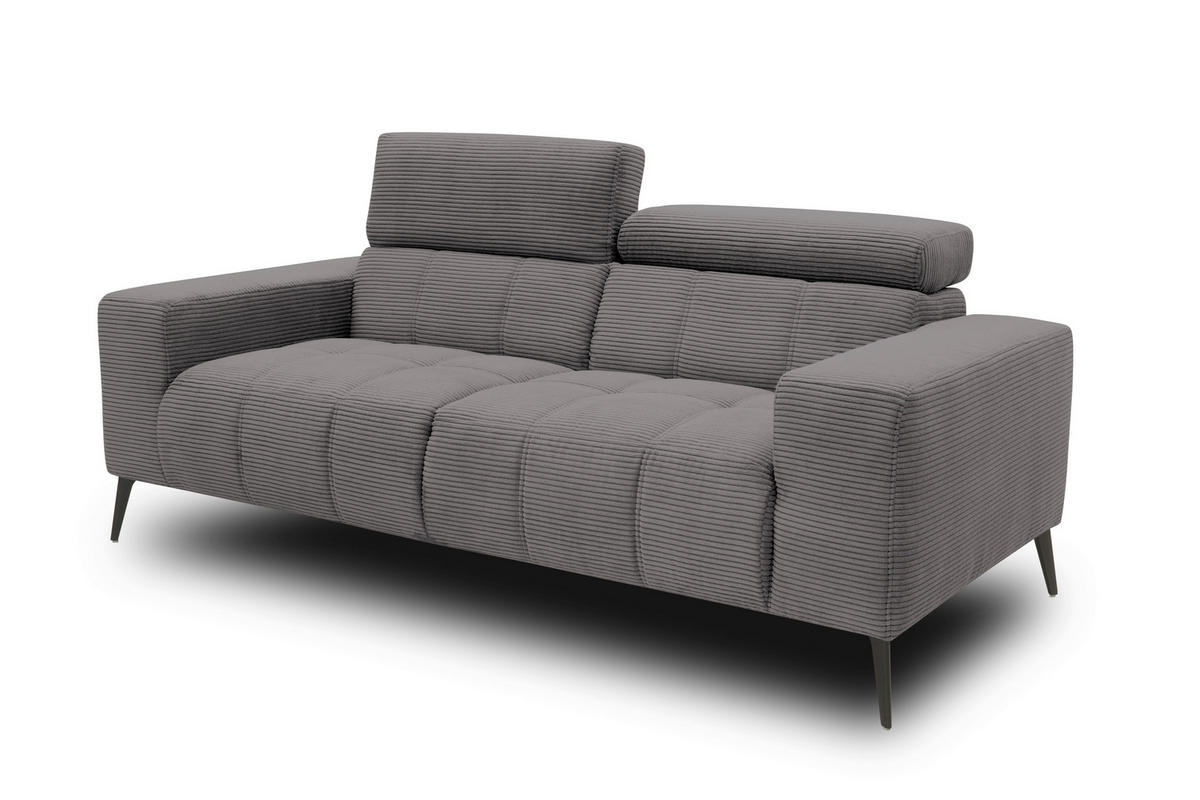 2-SITZER-SOFA TRENTO Mikrofaser Grau  - Dunkelgrau/Schwarz, MODERN, Textil/Metall (208/79/104cm) - MID.YOU