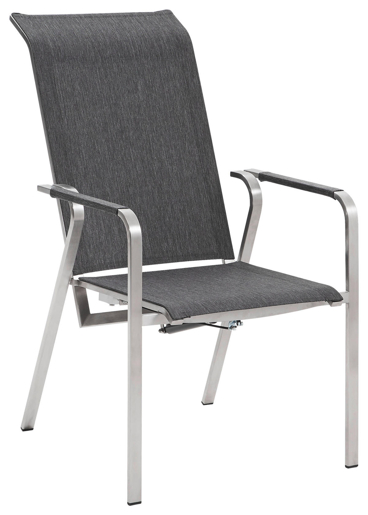 GARTEN-RELAXSESSEL  - Edelstahlfarben/Anthrazit, Design, Textil/Metall (55/110/62cm) - Amatio