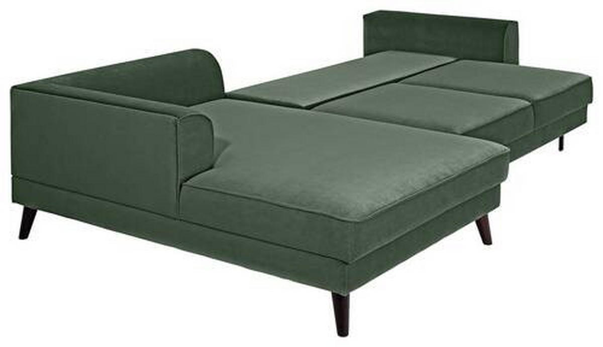 ECKSCHLAFSOFA in Velours Dunkelgrün  - Wengefarben/Dunkelgrün, Modern, Holz/Textil (277/167cm) - Trendmanufaktur