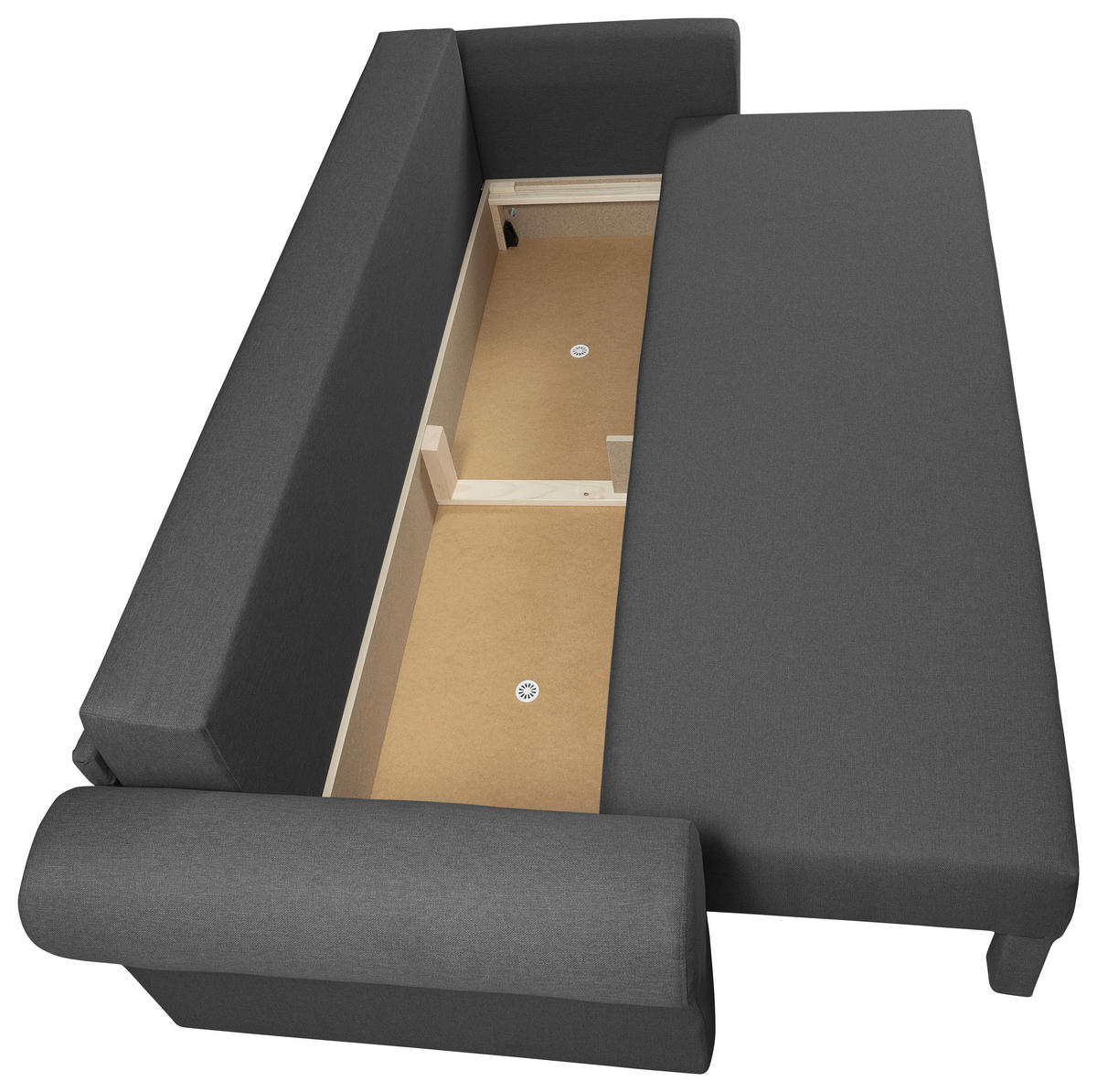 SCHLAFSOFA in Flachgewebe Grau  - Schwarz/Grau, Design, Kunststoff/Textil (235/75/90cm) - P & B
