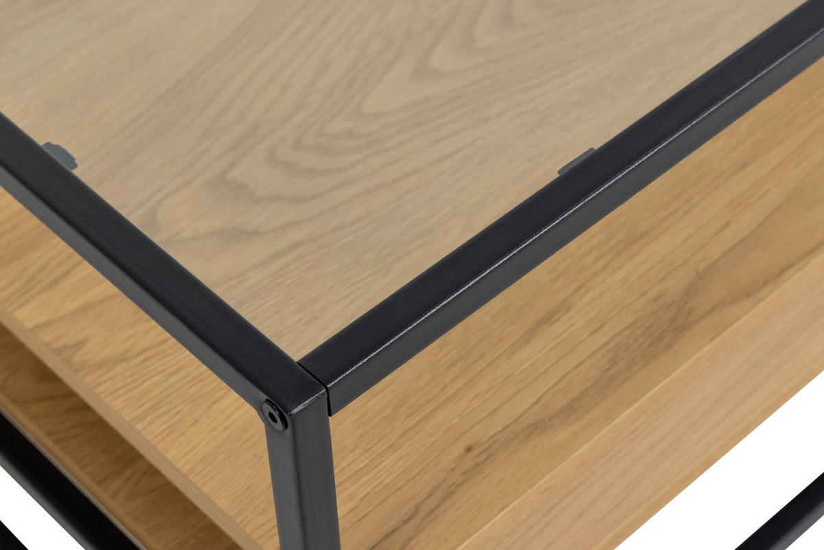 COUCHTISCH Wildeiche ESG, Klarglas 80/80/40 cm quadratisch Klar, Schwarz, Eichefarben  - Klar/Eichefarben, MODERN, Glas/Holzwerkstoff (80/80/40cm)