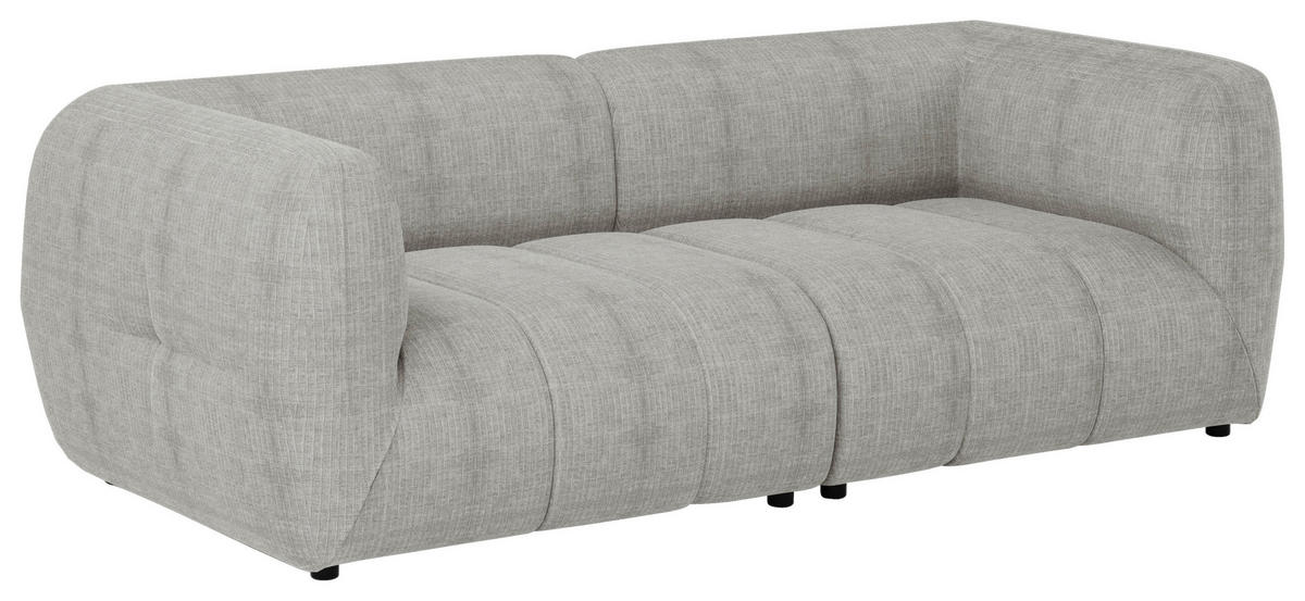 SOFA in Struktur Creme  - Creme/Schwarz, Design, Holz/Textil (240/80/95cm) - MID.YOU