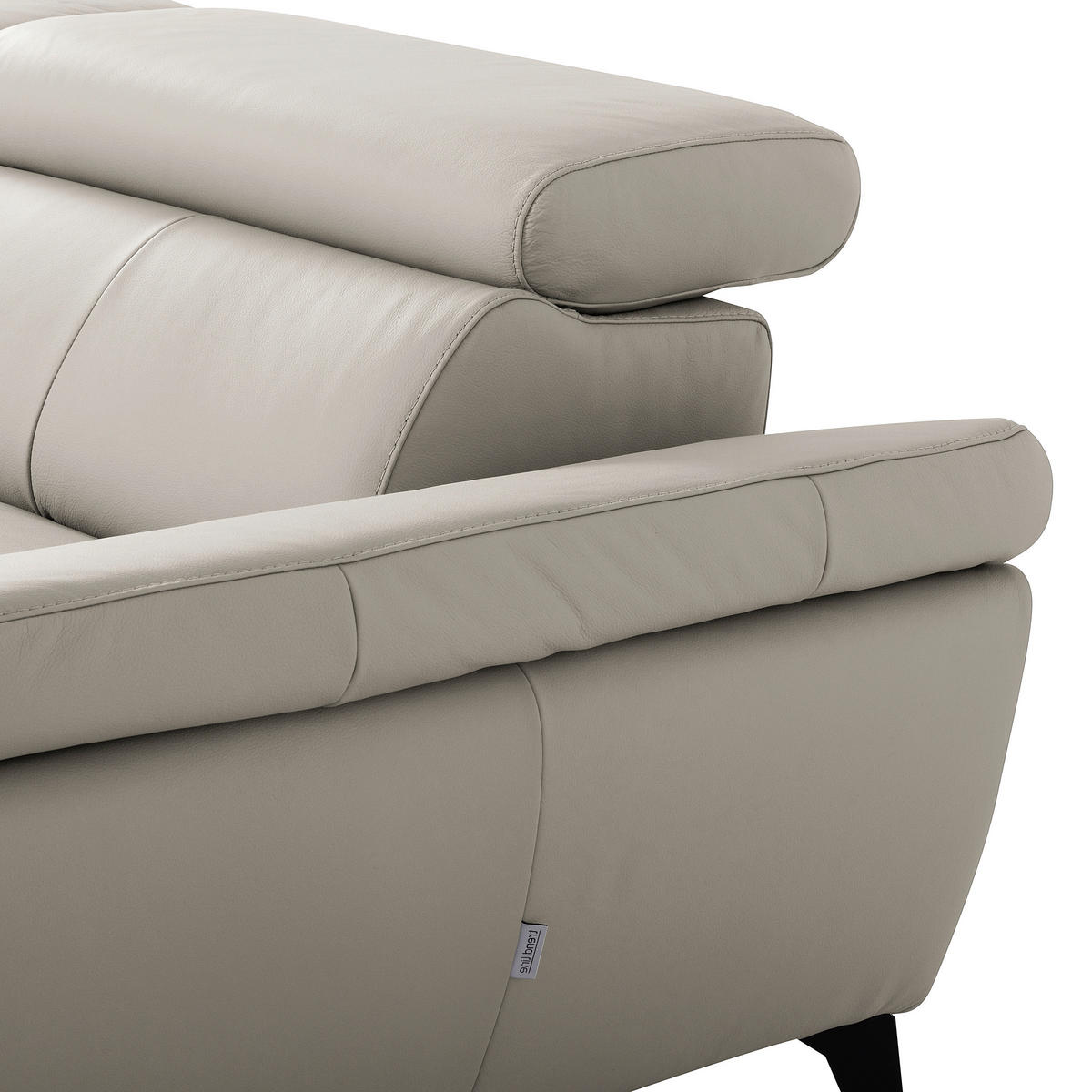 ECKSOFA  in Lederlook Echtleder Platinfarben  252/179 cm  - Platinfarben/Schwarz, Design, Leder/Textil (252/179cm) - Livetastic