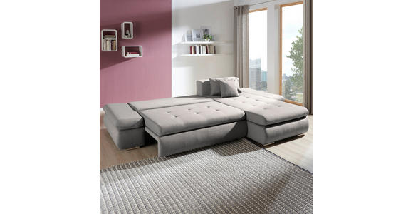 ECKSOFA Graubraun Webstoff  - Chromfarben/Graubraun, Design, Kunststoff/Textil (302/187cm) - Carryhome