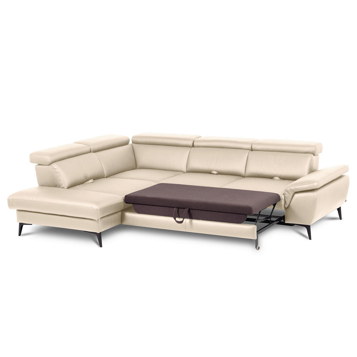 ECKSOFA Lederlook Echtleder Grau  - Schwarz/Grau, Design, Leder/Textil (220/274cm) - Livetastic