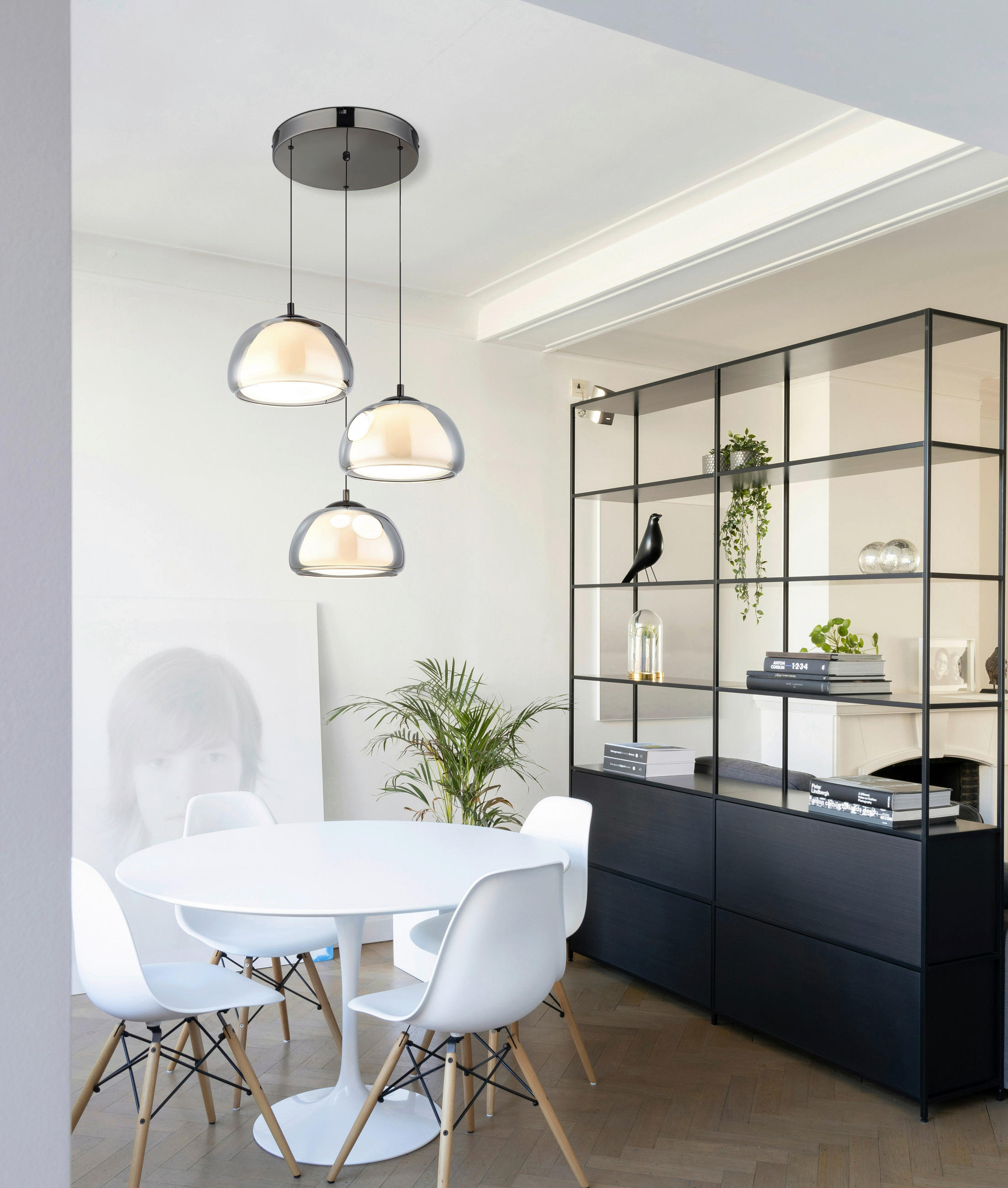 LED-HÄNGELEUCHTE 50/150 cm - Schwarzchrom/Schwarz, Design, Glas/Kunststoff (50/150cm) - Globo