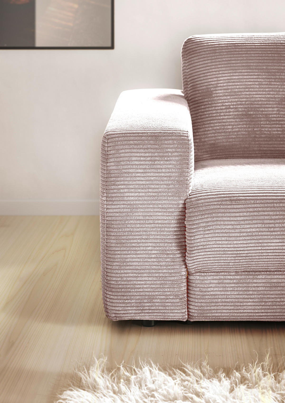 ECKSOFA in Cord Rosa  - Schwarz/Rosa, Design, Kunststoff/Textil (296/168cm) - Pure Home Lifestyle